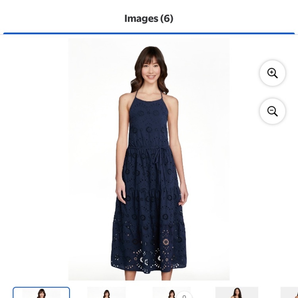 Time and Tru Women's Eyelet Halter Dress Dark Navy Size M